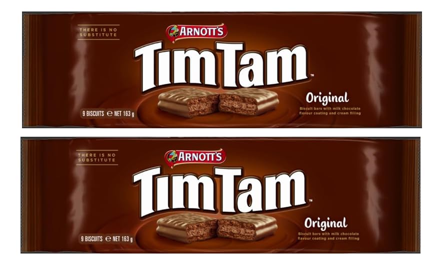 Arnott’s Tim Tam Original Biscuits 163g × 2 – Crunchy Chocolate Cream Sandwich (Imported, Australia)