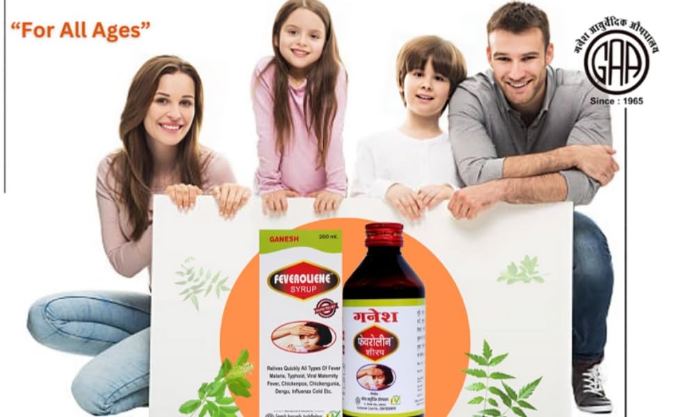 Ganesh Ayurvedic Fever Care Syrup (Feveroliene) – 200ml | Herbal Fever Relief & Immunity Booster