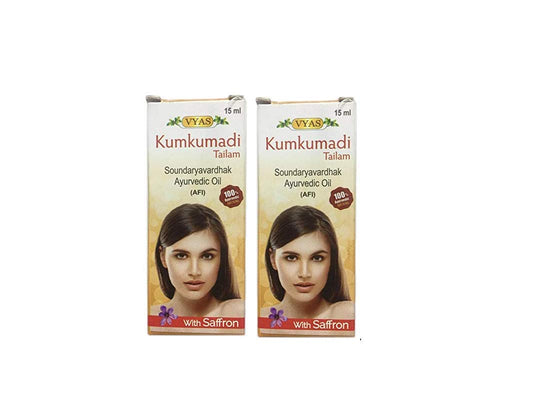 Vyas Kumkumadi Tel Oil 15ml Pack of 2 | Ayurvedic Face Glow & Anti-Wrinkle Serum