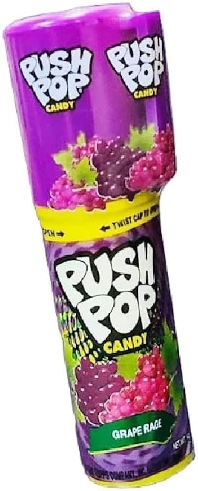 Push Pops Candy Fruit Flavours Assorted (Pack of 4) – Grape, Orange, Strawberry & Blueberry | Imported Vegetarian Lollipops | Fun Push-Up Candy for Kids