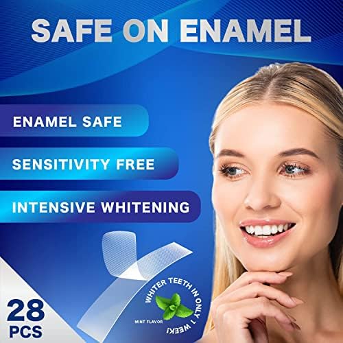 Waving Palms Sensitive Teeth Whitening Strips Kit – 28 Enamel-Safe Strips (14 Gentle Treatments) | Hydrogen Peroxide-Free, Mint Fresh & No Sensitivity