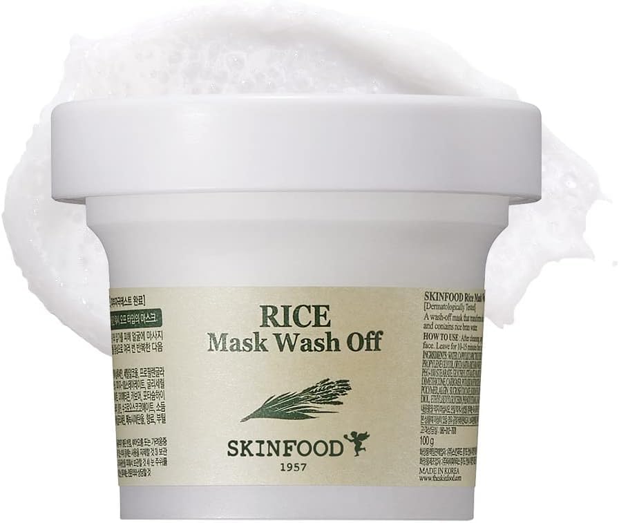 SKINFOOD Rice Mask Wash Off 120g – Brightening & Hydrating Korean Exfoliator for Smooth, Radiant Skin