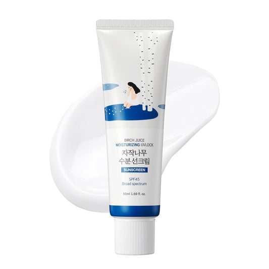 ROUND LAB Birch Juice Moisturizing UV LOCK SPF 45 – Lightweight Korean Sunscreen with Hydration, No White Cast, Oil-Free Daily Sun Protection (1.69 fl oz)
