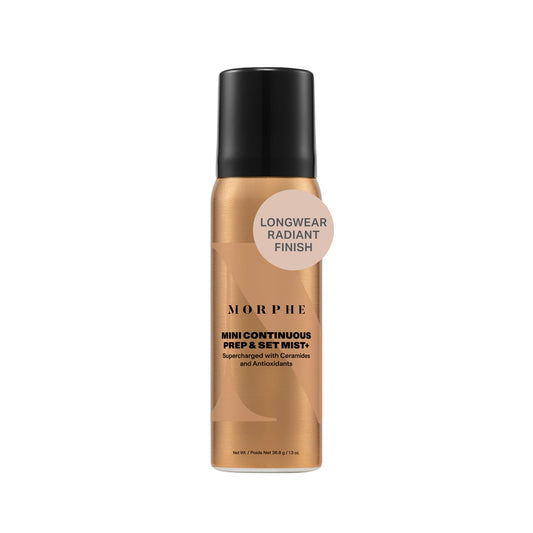 Morphe Mini Continuous Prep & Set Setting Spray – Travel Size Hydrating Makeup Mist with Ceramides for Stronger Skin Barrier (1.3oz)