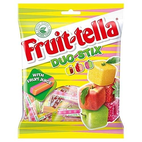 Fruittella Duo Stix – Assorted Chewy Fruit Candies with Real Juice, 135g x 2 (UK)