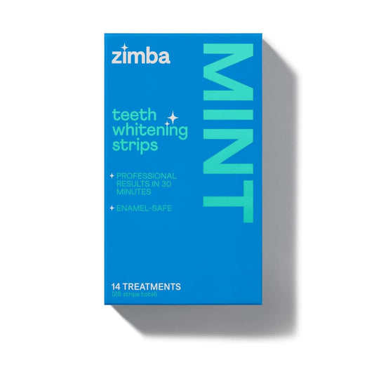 Zimba Mint Teeth Whitening Strips – Vegan, Enamel-Safe, 14-Day Treatment, Instant Bright Smile