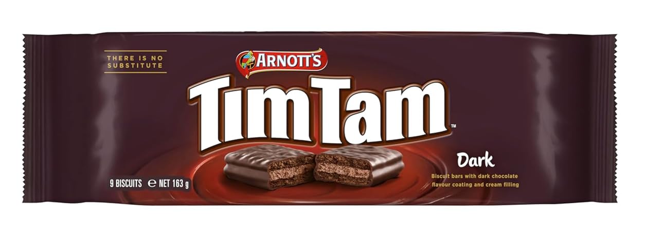Arnotts TimTam Dark Chocolate Biscuits – Cream-Filled Chocolate Bars | 163g (Imported, Vegetarian)