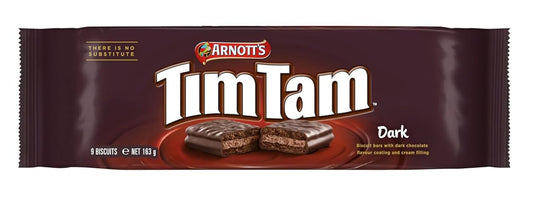 Arnotts TimTam Dark Chocolate Biscuits – Cream-Filled Chocolate Bars | 163g (Imported, Vegetarian)
