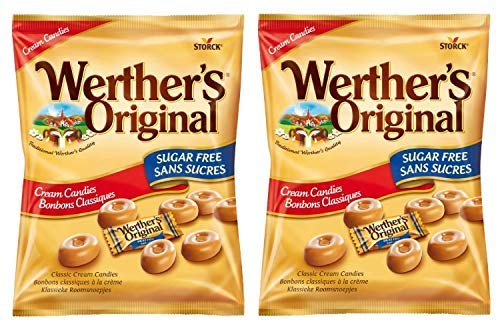 Storck Werther’s Original Sugar Free Cream Candies | Classic Caramel Taste, 70g Each (Pack of 2, Imported, Vegetarian)