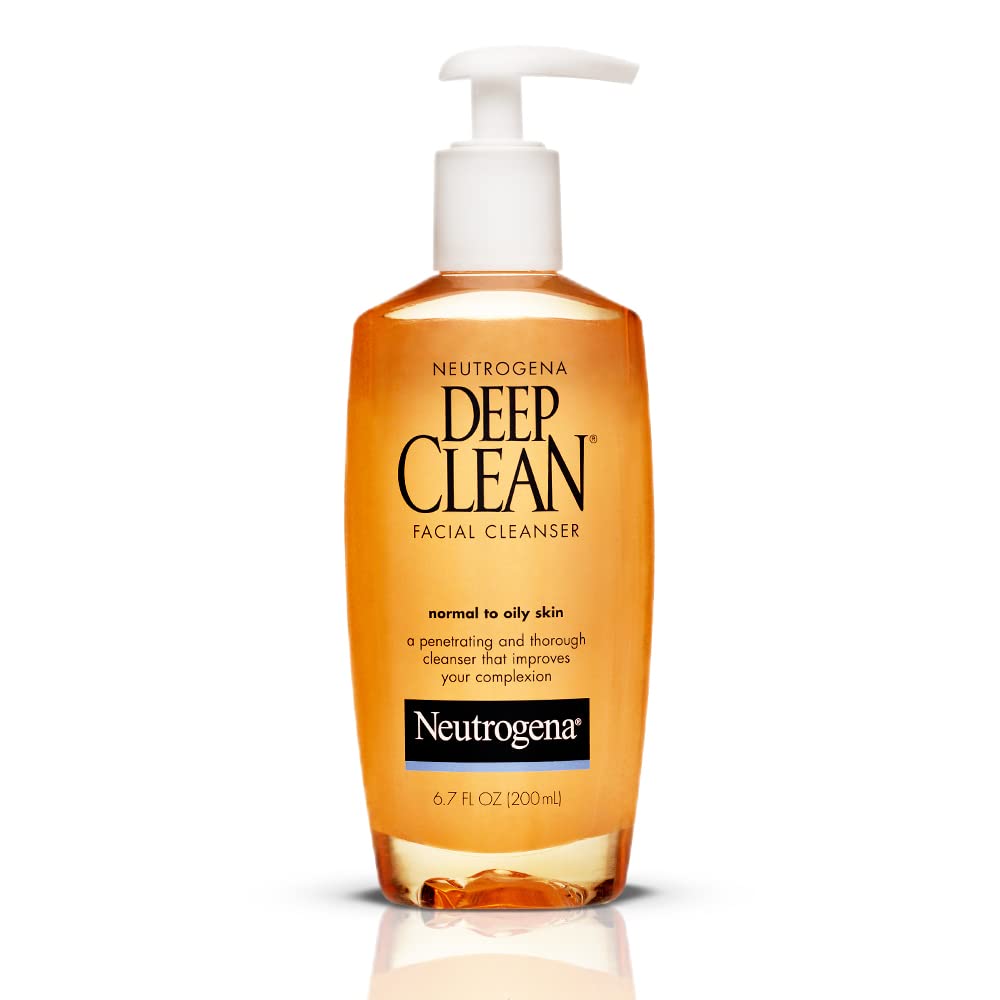 Neutrogena Deep Clean Daily Facial Cleanser with Beta Hydroxy Acid – Oil-Free, Non-Comedogenic Face Wash for Normal to Oily Skin, 6.7 fl oz