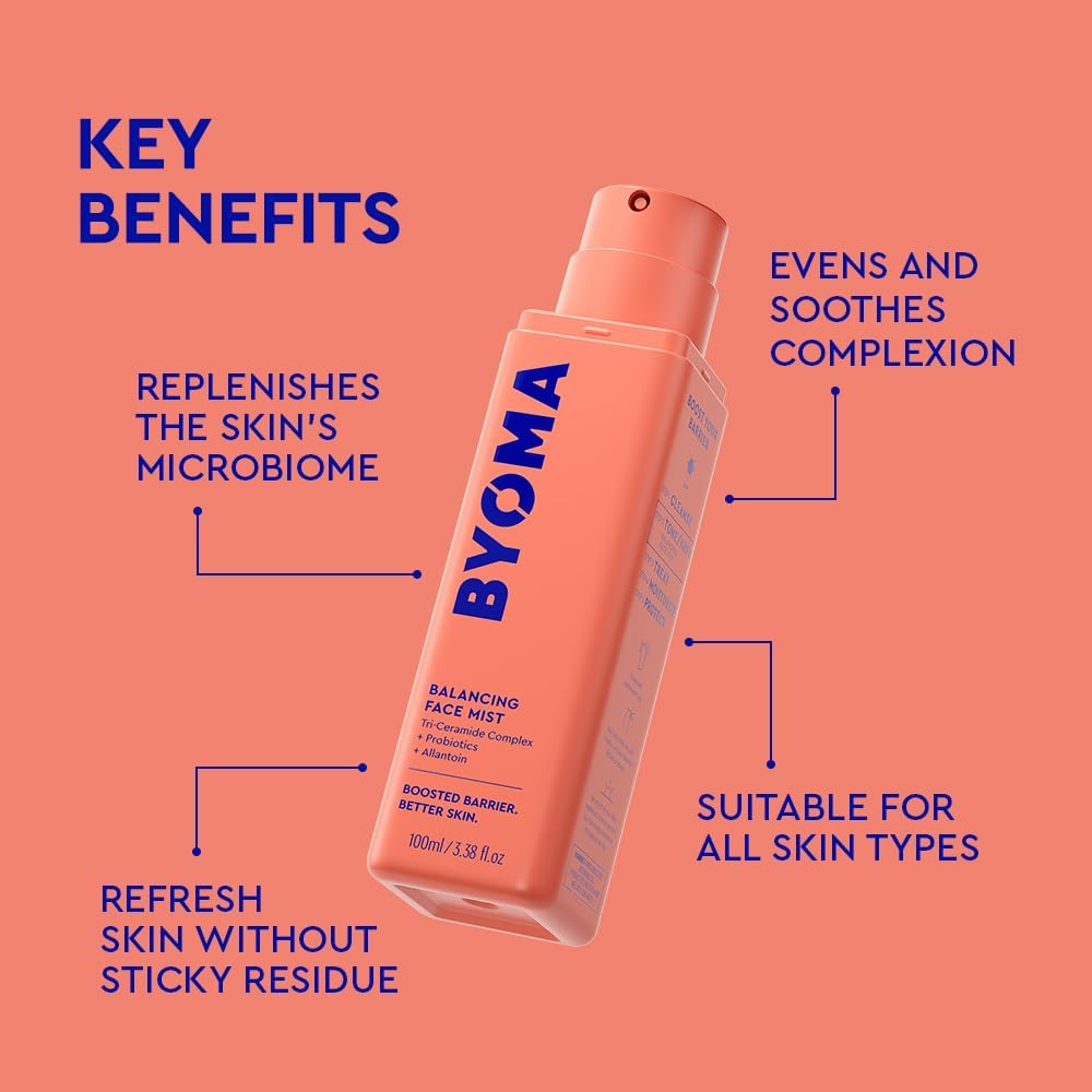 BYOMA Balancing Face Mist – pH Balanced Toner Spray with Ceramides, Probiotics & Allantoin (3.38 fl oz)