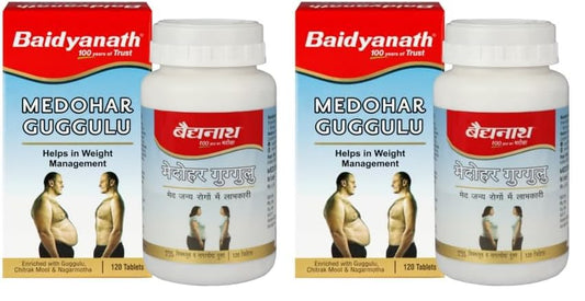 Baidyanath Medohar Guggulu Tablets, Enriched with Guggulu, Chitrakmool and Nagarmotha- 120 Tab (Pack of 1)