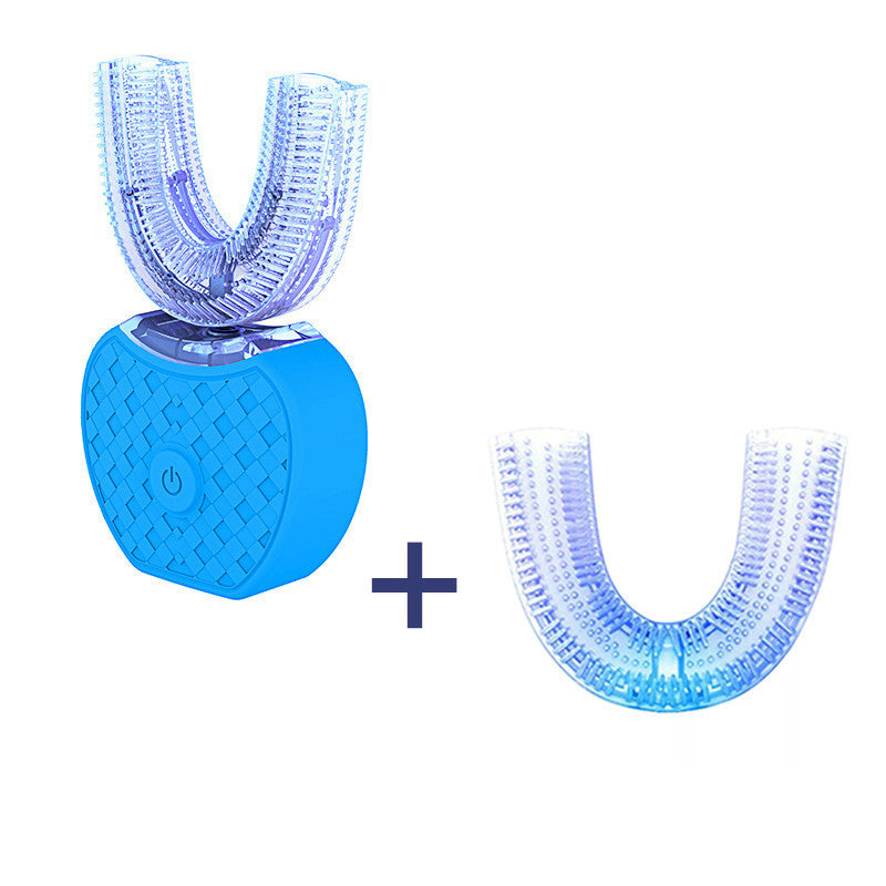 Cepillo de dientes eléctrico automático LuxuryGlow 360°: en forma de U, luz azul, resistente al agua y recargable por USB.