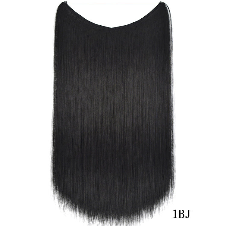 LuxuryGlow 22" Invisible Wire Hair Extensions – No Clips, Silky Straight Hairpiece