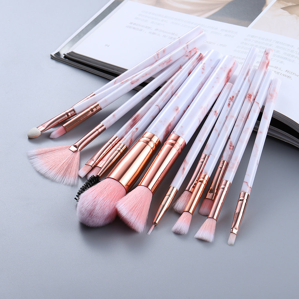 Juego de 15 brochas de maquillaje con diseño marmolado LuxuryGlow