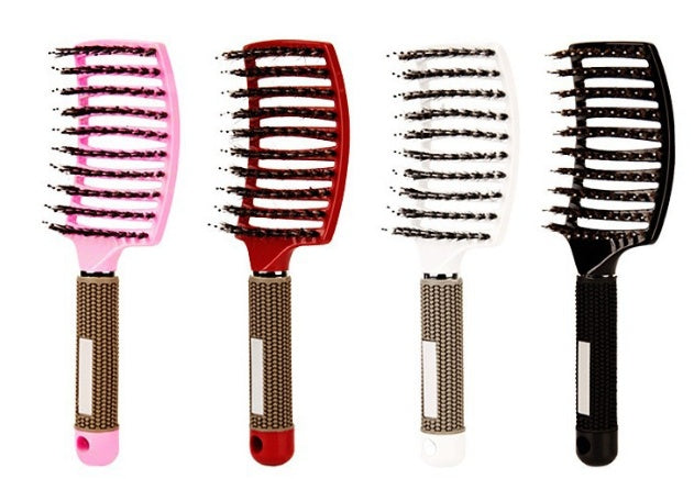 Cepillo desenredante antienredos LuxuryGlow: masajeador del cuero cabelludo y peine de cerdas para mujeres