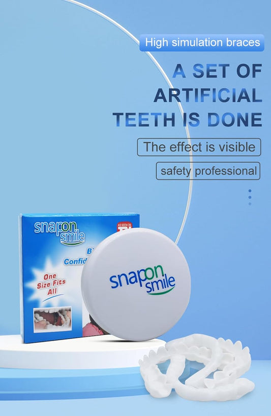Snap-On Veneers for Men & Women – Moldable False Teeth Replacement Kit with Grinding Guard, Natural Look Temporary Dentures