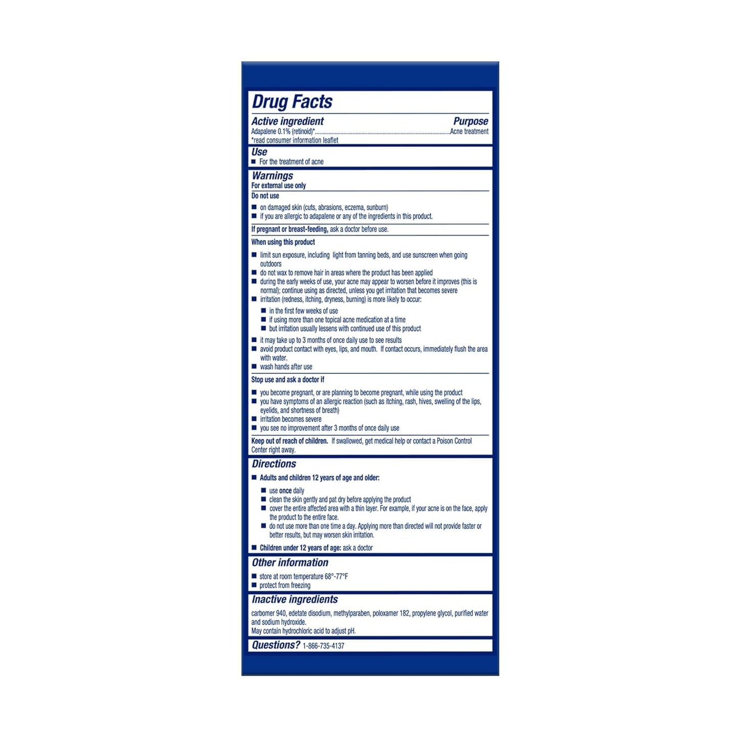 Differin Acne Treatment Gel 0.1% Adapalene – 30 Day Retinoid Face Care for Sensitive, Acne-Prone Skin – 15g Pump