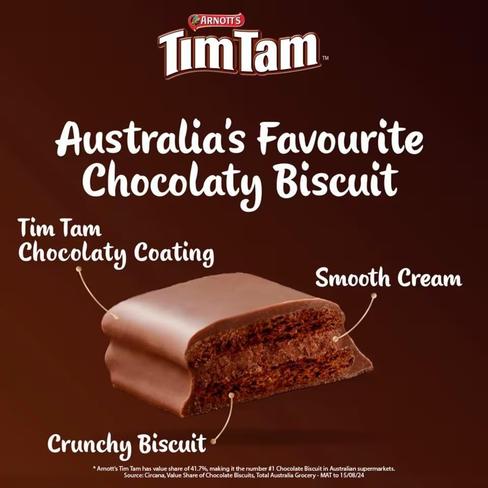 Arnott’s Tim Tam Original Biscuits 163g × 2 – Crunchy Chocolate Cream Sandwich (Imported, Australia)
