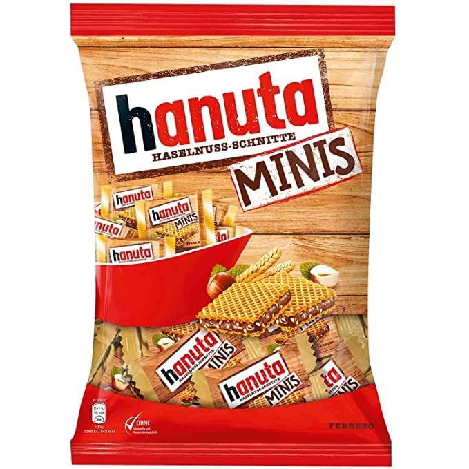 Hanuta Hazelnut Chocolate Wafers Pouch 200g – Crispy German Wafers with Creamy Hazelnut Filling (Imported)