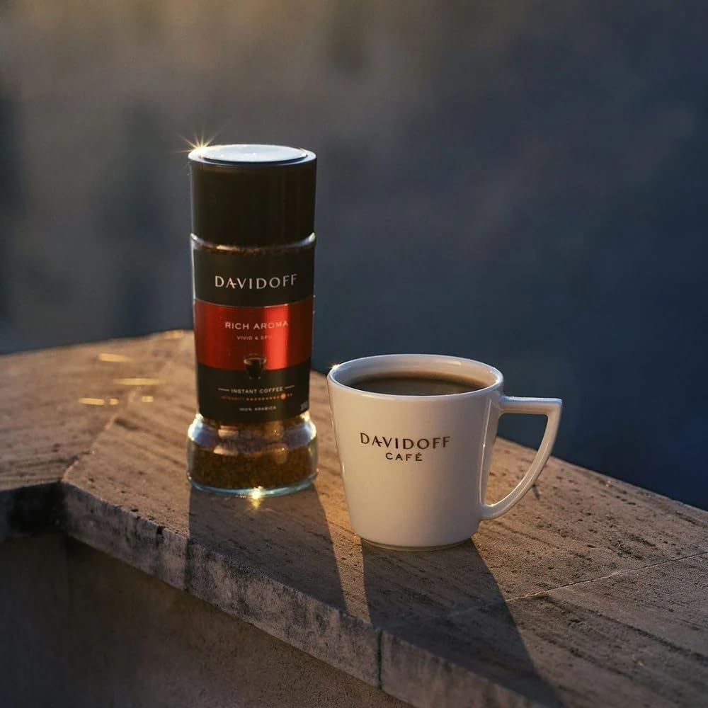 Davidoff Rich Aroma Instant Coffee – 100% Arabica, Intensity 10, 100g Jar