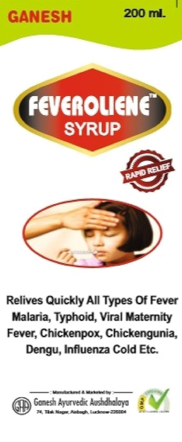 Ganesh Ayurvedic Fever Care Syrup (Feveroliene) – 200ml | Herbal Fever Relief & Immunity Booster