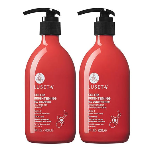 Luseta Red Hair Shampoo & Conditioner Set | Sulfate-Free, Color Protection & Copper Brightening with Pomegranate Extract (2 x 16.9 fl oz)