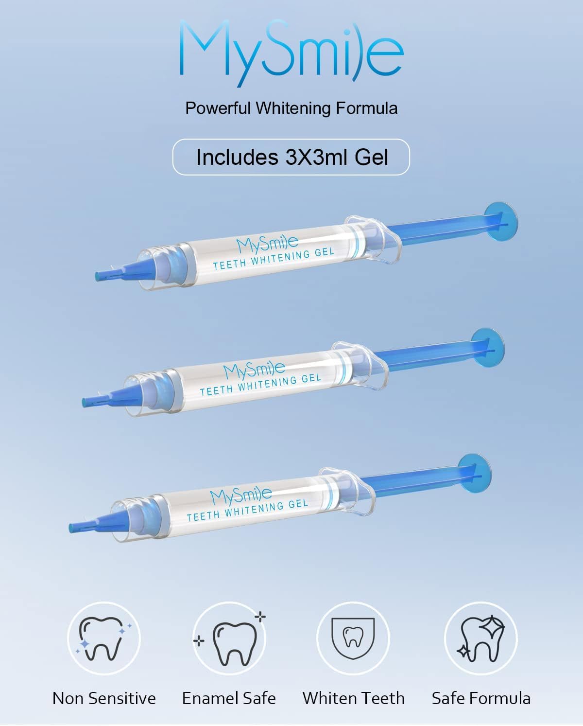 Bolígrafos de gel blanqueadores MySmile: paquete de 3 para dientes sensibles, resultados rápidos