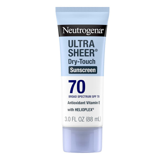Neutrogena Ultra Sheer Dry-Touch Sunscreen SPF 70 – Oil-Free, Water-Resistant, 3 fl oz Travel Size