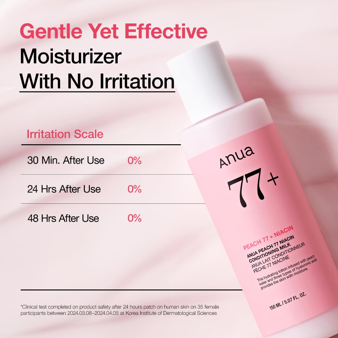ANUA Peach Niacin Conditioning Lotion – Brightening Face Moisturizer with Niacinamide, Ceramide & Hyaluronic Acid | Lightweight Korean Skin Care (150ml / 5.07 fl.oz.)