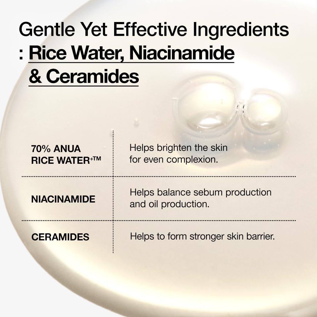 ANUA Rice 70 Glow Milky Toner – Hydrating Korean Face Toner with Rice Water, Niacinamide & Ceramides for Glass Skin & Healthy Skin Barrier (250ml / 8.45 fl.oz)