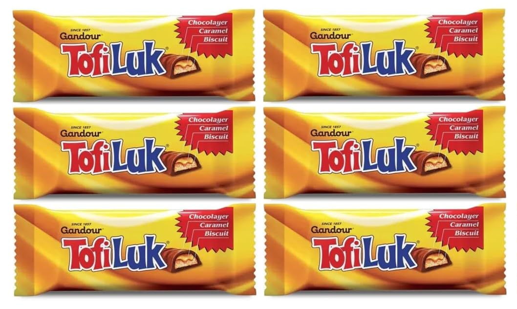 Biteza Gandour Tofiluk Caramel Crunch Bars – Milk Chocolate & Caramel Delight (6 x 22g, Imported)