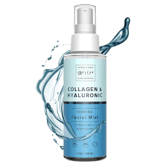 Clear Beauty Hyaluronic Acid & Collagen Face Mist – Hydrating, Anti-Aging & Toning Spray – Natural, Cruelty-Free, Dermatologist Tested, 4 fl oz