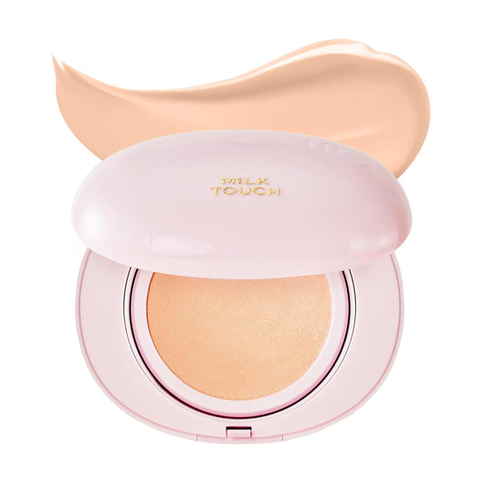 MilkTouch Cushion Foundation – 24H Hydrating Korean Foundation with Radiant, Crease-Free & Non-Oxidizing Coverage (21N Natural Beige)