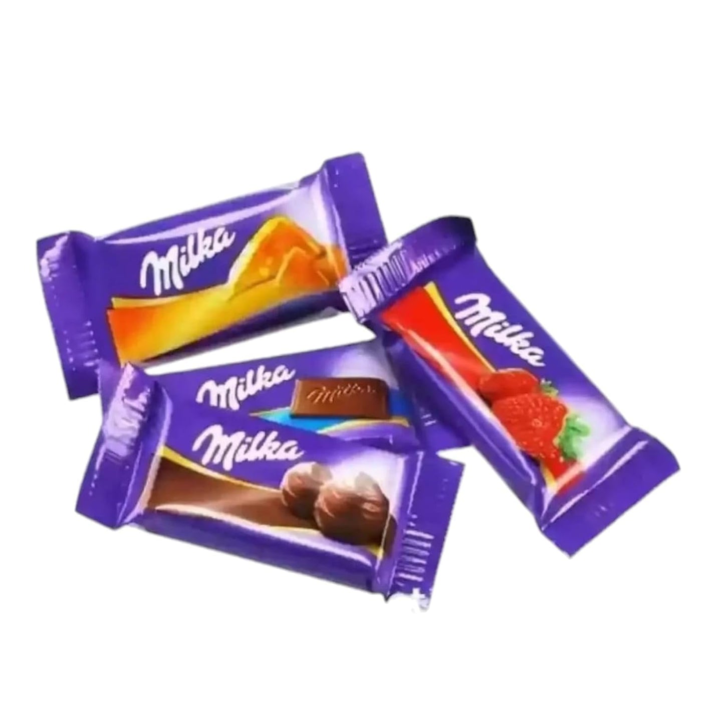 Milka Assorted Mini Mix Bag – 51pcs Milk, Strawberry & Hazelnut Chocolates 250g (Imported)
