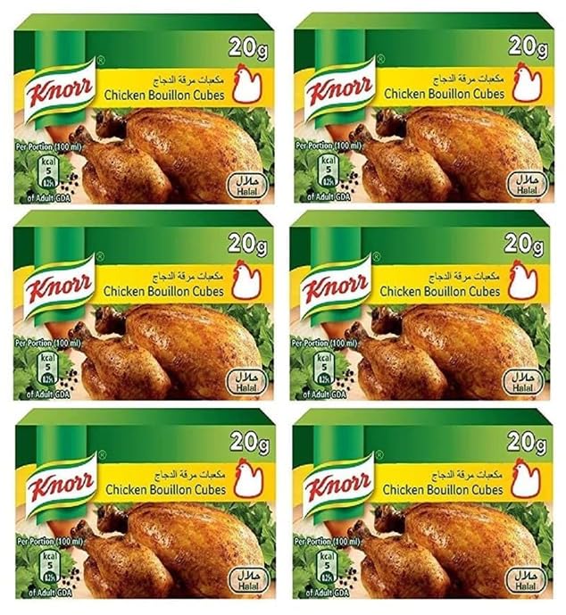 Knorr Chicken Stock Cubes – Instant Halal Chicken Flavor Enhancer 6 x 20g (UAE)