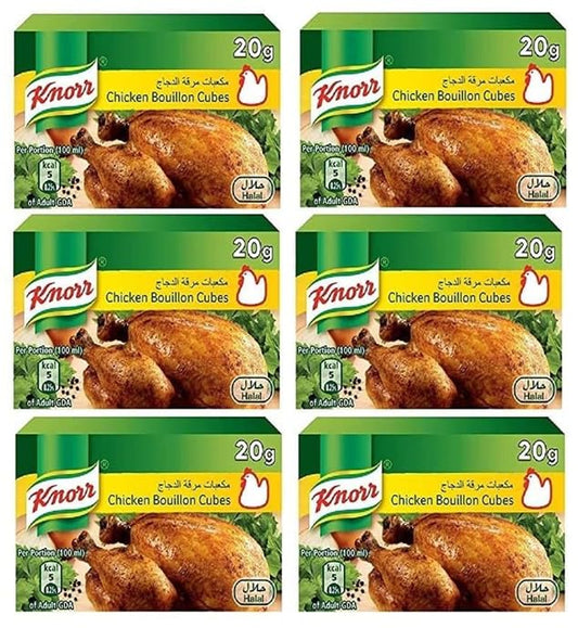 Knorr Chicken Stock Cubes – Instant Halal Chicken Flavor Enhancer 6 x 20g (UAE)