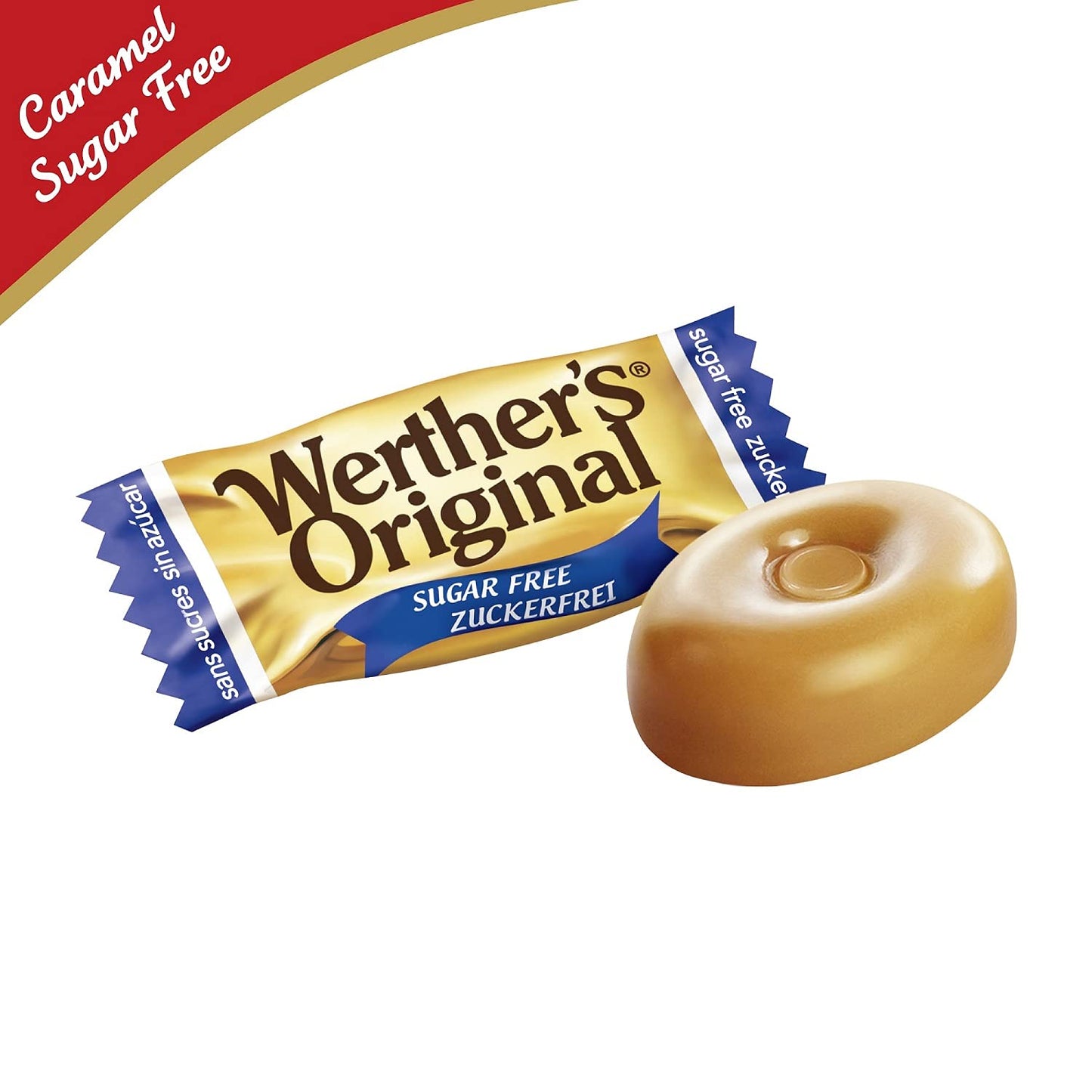 Werther’s Original Sugar Free Cream Candies | Classic Caramel Taste, 70g Bag (Imported, Vegetarian, Diabetic-Friendly)