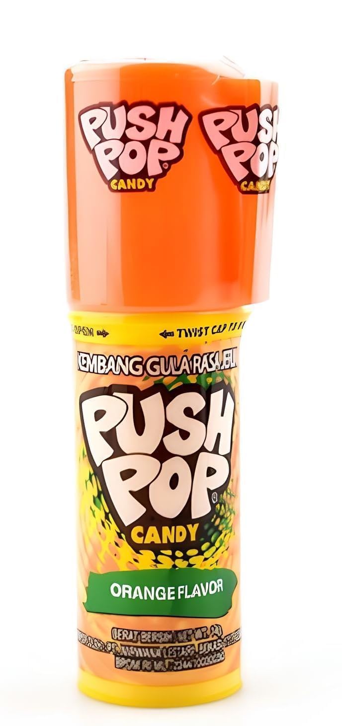 Push Pops Candy Fruit Flavours Assorted (Pack of 4) – Grape, Orange, Strawberry & Blueberry | Imported Vegetarian Lollipops | Fun Push-Up Candy for Kids