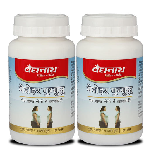 Baidyanath Medohar Guggulu Tablets, Enriched with Guggulu, Chitrakmool and Nagarmotha- 120 Tab (Pack of 1)