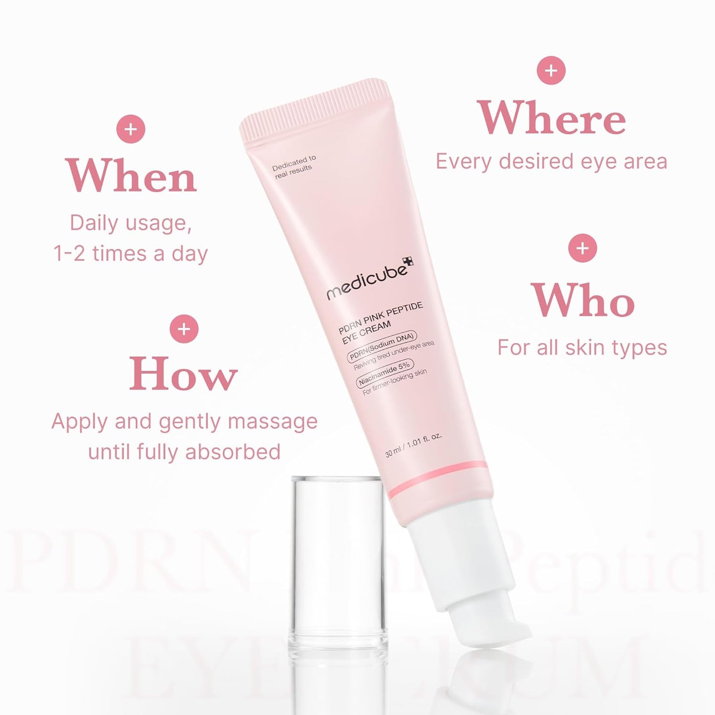 Medicube Salmon DNA PDRN Pink Peptide Eye Serum with Retinol & Niacinamide | Korean Eye Care for Fine Lines, Puffiness & Uneven Skin Tone (30ml / 1.01 fl oz)