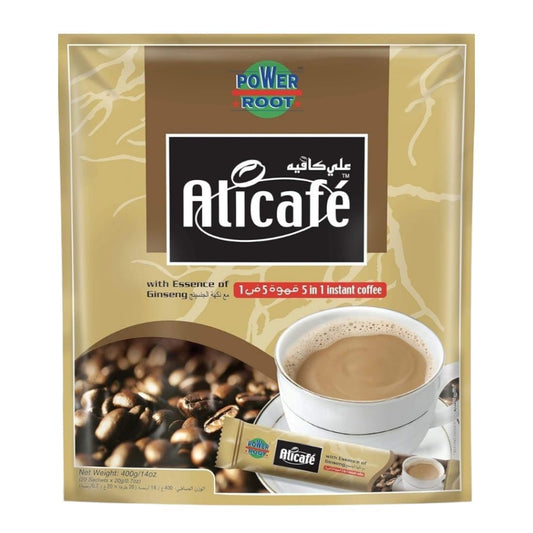 Alicafe 5 in 1 Instant Coffee with Ginseng – 20 Sachets | 400g Pack (Imported, Vegetarian)