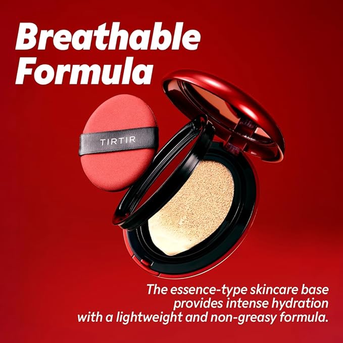 TIRTIR Mask Fit Red Cushion Foundation – Korean Full Coverage Lightweight Cushion with Satin Glow & 72-Hour Long Wear (#23N Sand, 0.63 fl.oz)