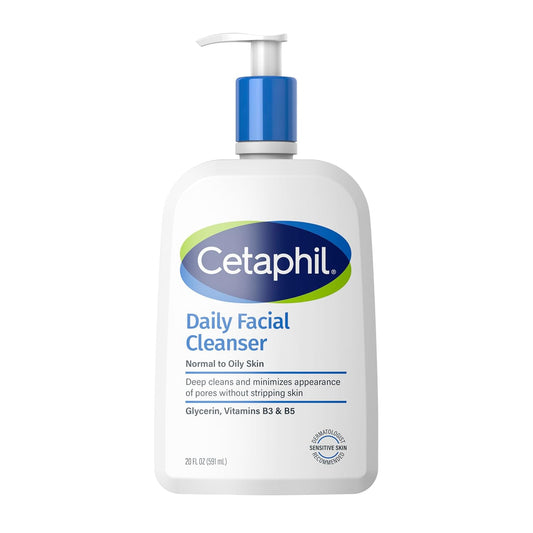 Cetaphil Daily Facial Cleanser for Sensitive & Oily Skin – 20 oz, Gentle & Soap-Free