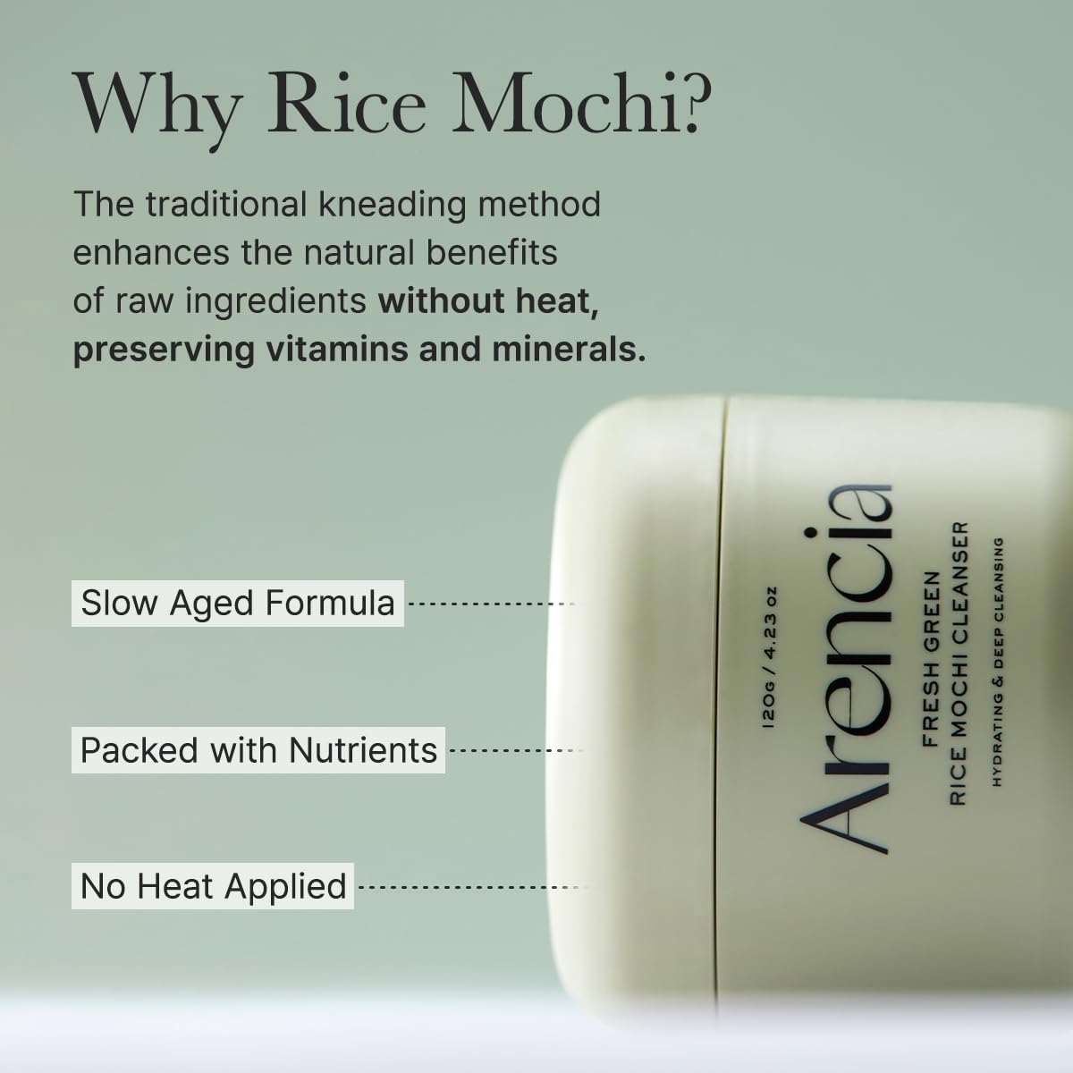 Korean Rice Mochi Face Cleanser – 3-in-1 Brightening Mask, Foaming Cleanser & Gentle Scrub with Rice Water & Green Tea, 120g