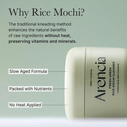 Korean Rice Mochi Face Cleanser – 3-in-1 Brightening Mask, Foaming Cleanser & Gentle Scrub with Rice Water & Green Tea, 120g