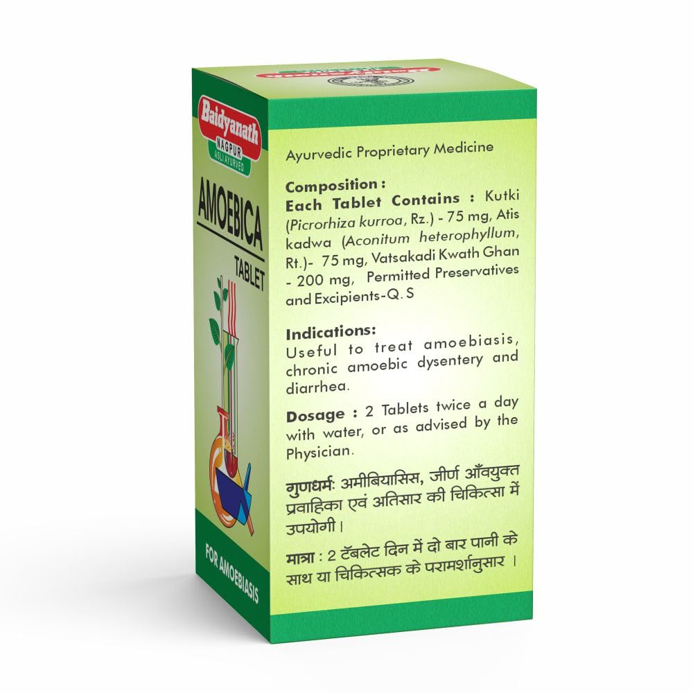 Baidyanath Amoebica – 100 Tablets | Ayurvedic Remedy for Diarrhea, Dysentery & Digestive Health