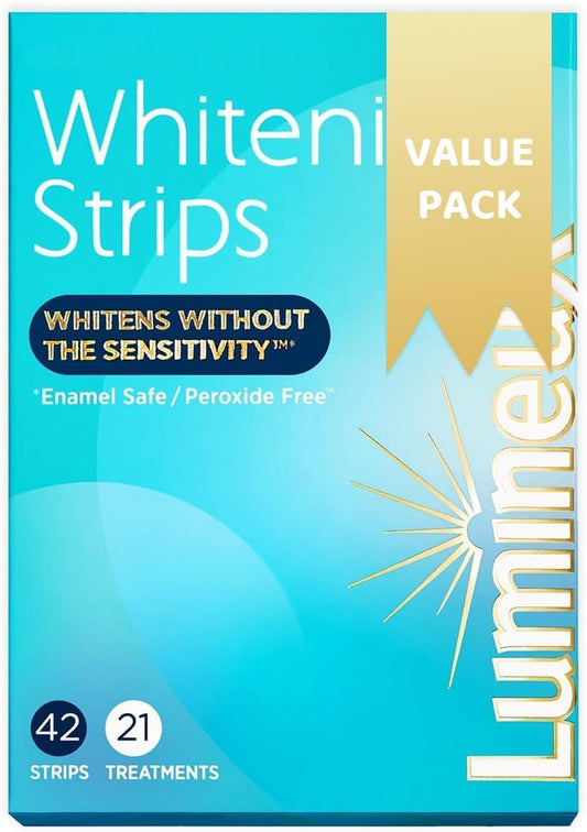 Luminex Teeth Whitening Strips – 21 Treatments, Peroxide-Free, Enamel-Safe, Sensitivity-Free, Natural Formula for Bright Smile