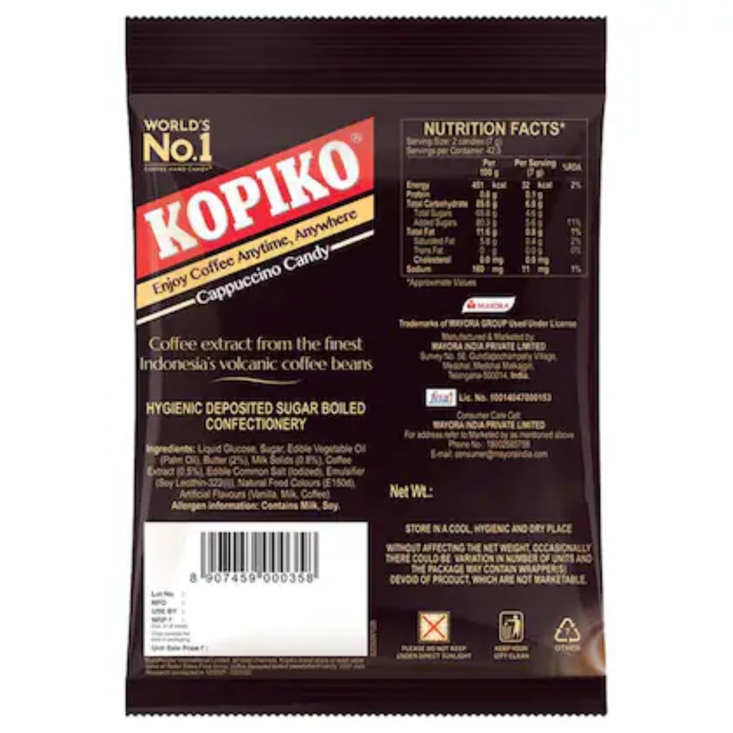 Kopiko Cappuccino Coffee Candy – Creamy Milk & Real Coffee Blend, 175g (Imported from Malaysia)