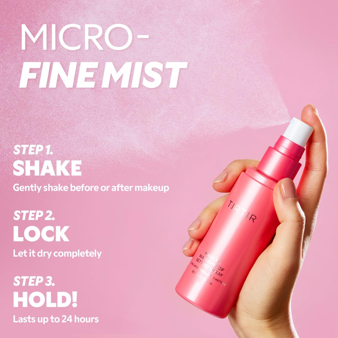 TIRTIR Waterproof Setting Spray – 24H Sweatproof, Long-Lasting Makeup Fixer with Semi-Matte Finish – Ethanol-Free Korean Makeup Mist